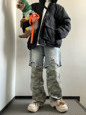 「Figments（フィグメンツ）のアイテム（ダウンジャケット/コート）」を使った、ぽぽぬなさん（レディース・167cm）の冬コーディネート