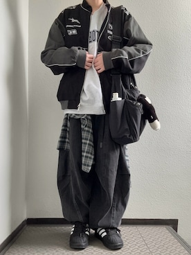 「アイテム（ブルゾン）」を使った、ぽぽぬなさん（レディース・167cm）の秋コーディネート