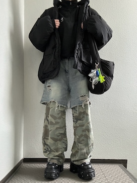 「Figments（フィグメンツ）のアイテム（ダウンジャケット/コート）」を使った、ぽぽぬなさん（レディース・167cm）の冬コーディネート