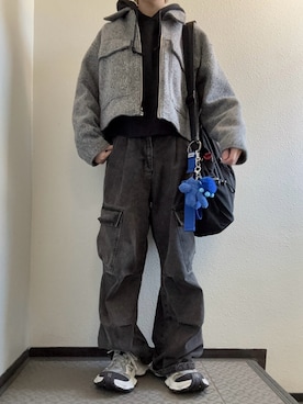 「アイテム（パーカー）」を使った、ぽぽぬなさん（レディース・167cm）の冬コーディネート