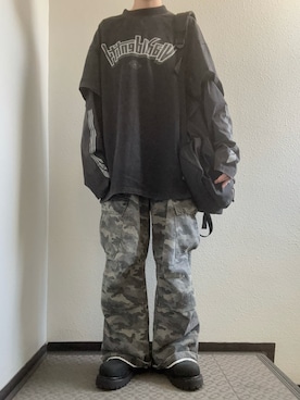「DIMITRI BLACKのアイテム（Tシャツ/カットソー、ブラック系）」を使った、ぽぽぬなさん（レディース・167cm）の春コーディネート
