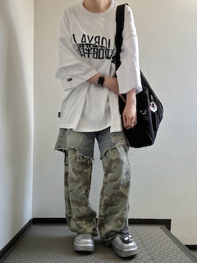 「AJOBYAJO（アジョバイアジョ）のアイテム（トップス）」を使った、ぽぽぬなさん（レディース・167cm）の夏コーディネート