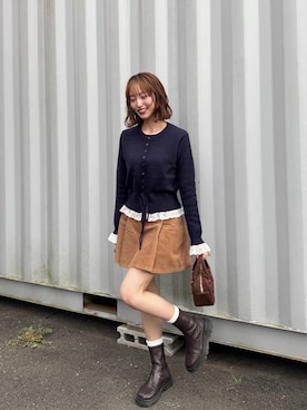 「GU（ジーユー）のアイテム（スカート）」を使った、す ずさん（レディース・160cm）の秋コーディネート