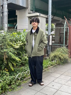 メンズのジャケット アウター グリーン カーキ 緑色系 コーデュロイ コーディネート Zozotown