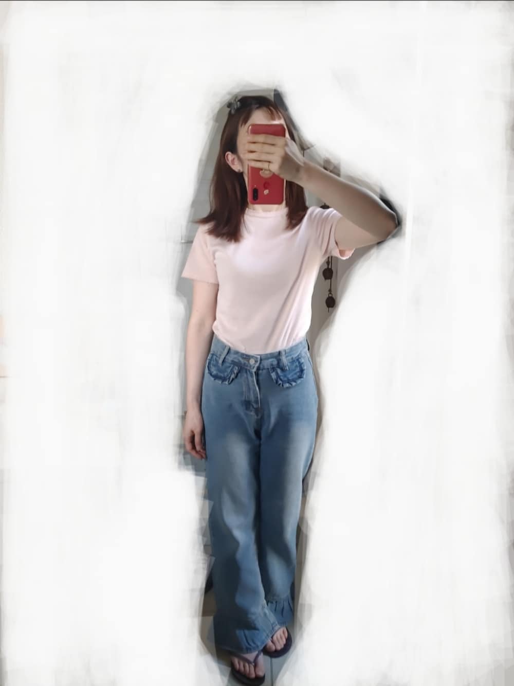 「夏ファッション、リラックススタイル、ootd、デニム、Tシャツ、Tシャツ×デニム、初夏コーデ、夏だ！Tシャツ着よう！」｜「PETIT BATEAUのポワンココット半袖Ｔシャツ（Tシャツ/カットソー、ピンク系）」を使った、🌿rururu🫧さん（レディース・160cm）の夏コーディネートの1枚目の写真