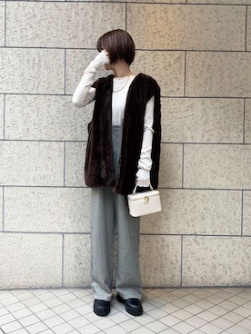 「ファーベスト」｜「アイテム（サロペット/オーバーオール）」を使った、kuririnさん（レディース・159cm）の秋コーディネート