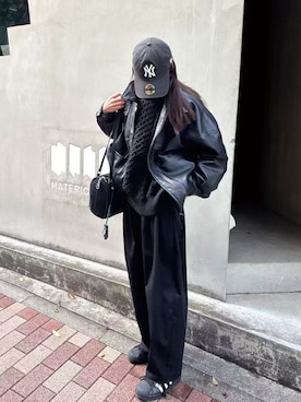 「CORNERS（コーナーズ）のツイルサイドタックコクーンパンツ（チノパンツ）」を使った、kuririnさん（レディース・159cm）の秋コーディネート