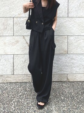 「CORNERS（コーナーズ）のカーブパンツ（スラックス）」を使った、kuririnさん（レディース・159cm）の夏コーディネート