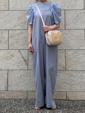 「コラボ」｜「アイテム（オールインワン・サロペット）」を使った、kuririnさん（レディース・159cm）の夏コーディネート