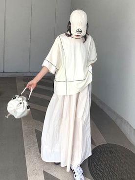 「オールホワイト」｜「アイテム（その他）」を使った、kuririnさん（レディース・159cm）の夏コーディネート