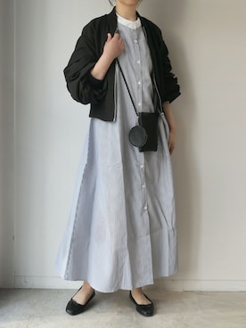 「シャツワンピ」｜「アイテム（MA-1）」を使った、kuririnさん（レディース・159cm）の春コーディネート