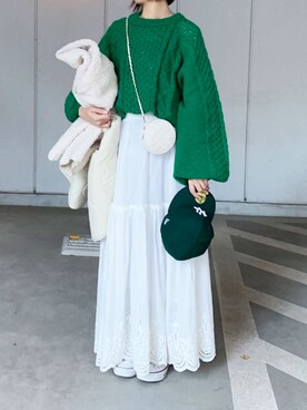 「CORNERS（コーナーズ）のYOGAプリントロンT（Tシャツ/カットソー）」を使った、kuririnさん（レディース・159cm）の冬コーディネート