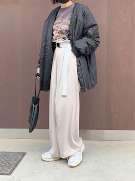 「ほめられ本命コーデ」｜「アイテム（MA-1）」を使った、kuririnさん（レディース・159cm）の冬コーディネート