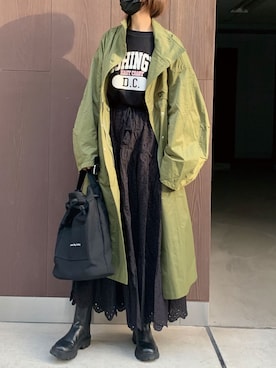 「corners」｜「アイテム（ミリタリージャケット）」を使った、kuririnさん（レディース・159cm）の冬コーディネート