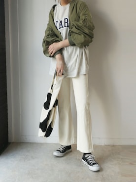 「corners」｜「アイテム（MA-1）」を使った、kuririnさん（レディース・159cm）の春コーディネート