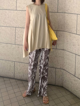 「CORNERS（コーナーズ）のアイテム（タンクトップ）」を使った、kuririnさん（レディース・159cm）の夏コーディネート