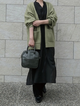 「CORNERS（コーナーズ）のスラブジョーゼットカフタンシャツワンピース（シャツワンピース）」を使った、kuririnさん（レディース・159cm）の秋コーディネート