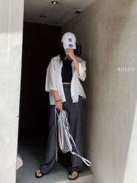 「アイテム（バックパック/リュック、シルバー系）」を使った、kuririnさん（レディース・159cm）の夏コーディネート