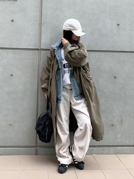 「corners」｜「アイテム（ミリタリージャケット）」を使った、kuririnさん（レディース・159cm）の春コーディネート