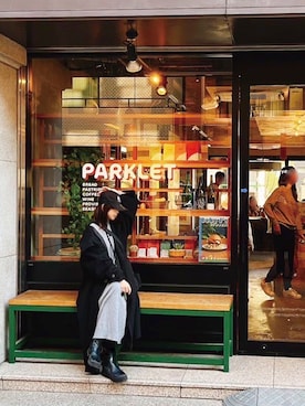 「CORNERS（コーナーズ）のアイテム（ステンカラーコート）」を使った、kuririnさん（レディース・159cm）の冬コーディネート