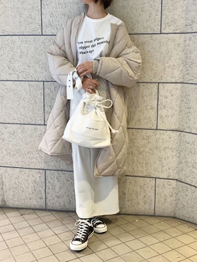 「CORNERS（コーナーズ）のアイテム（ダウンジャケット/コート）」を使った、kuririnさん（レディース・159cm）の冬コーディネート