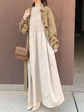 「24ssトレンド」｜「アイテム（ステンカラーコート）」を使った、kuririnさん（レディース・159cm）の冬コーディネート