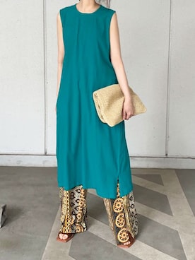 「CORNERS（コーナーズ）のCORNERS by KR　エスニックストライプワイドパンツ（その他パンツ）」を使った、kuririnさん（レディース・159cm）の春コーディネート