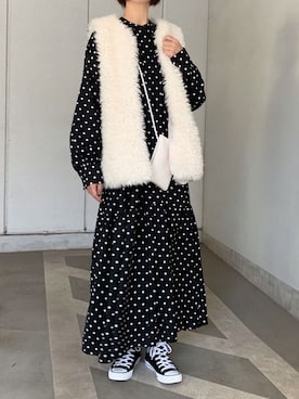 「水玉」｜「アイテム（シャツワンピース）」を使った、kuririnさん（レディース・159cm）の秋コーディネート