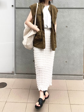 「CORNERS（コーナーズ）のアイテム（タンクトップ）」を使った、kuririnさん（レディース・159cm）の夏コーディネート
