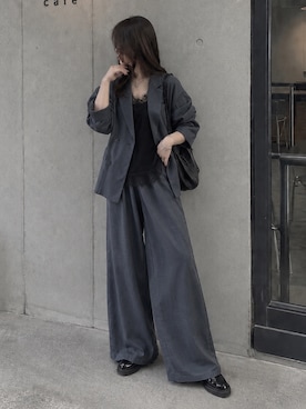 「CORNERS（コーナーズ）のジャケットセットアップ（スーツジャケット、グレー系）」を使った、kuririnさん（レディース・159cm）の秋コーディネート