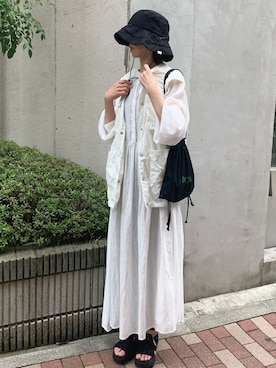 「corners」｜「アイテム（シャツワンピース）」を使った、kuririnさん（レディース・159cm）の夏コーディネート