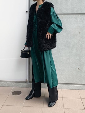 「ファー」｜「アイテム（シャツワンピース）」を使った、kuririnさん（レディース・159cm）の夏コーディネート