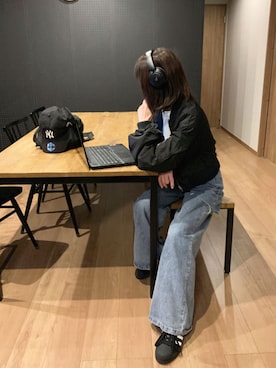 「24ssトレンド」｜「アイテム（MA-1）」を使った、kuririnさん（レディース・159cm）の冬コーディネート