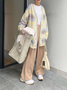 「CORNERS（コーナーズ）のYOGAプリントロンT（Tシャツ/カットソー）」を使った、kuririnさん（レディース・159cm）の秋コーディネート