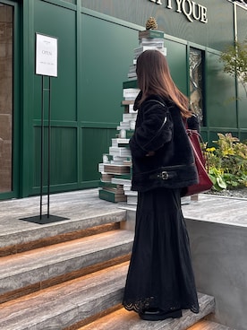 「アイテム（ムートンコート）」を使った、kuririnさん（レディース・159cm）の秋コーディネート