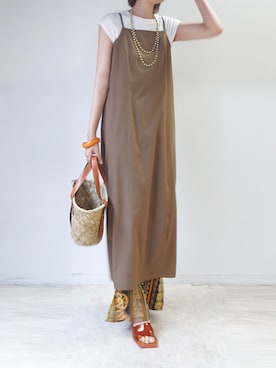 「CORNERS by KR（コーナーズバイケーアール）のCORNERS by KR　バスケットかごバッグ（かごバッグ）」を使った、kuririnさん（レディース・159cm）の夏コーディネート