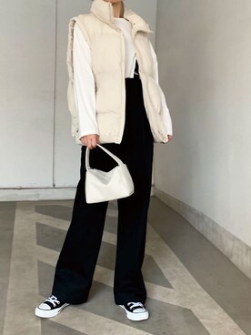 「CORNERS（コーナーズ）のYOGAプリントロンT（Tシャツ/カットソー）」を使った、kuririnさん（レディース・159cm）の秋コーディネート