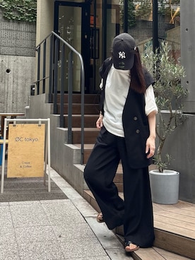 「アイテム（スラックス）」を使った、kuririnさん（レディース・159cm）の夏コーディネート