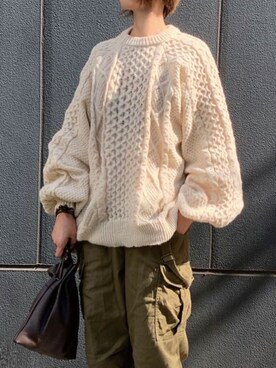 「CORNERS（コーナーズ）のサスペンダー付きカーゴパンツ（カーゴパンツ）」を使った、kuririnさん（レディース・159cm）の秋コーディネート