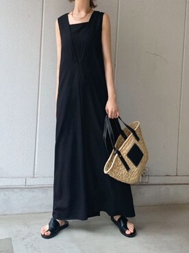 「CORNERS by KR（コーナーズバイケーアール）のCORNERS by KR　バスケットかごバッグ（かごバッグ）」を使った、kuririnさん（レディース・159cm）の夏コーディネート