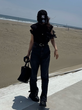 「NEW ERA（ニューエラ）のニューエラ キャップ カジュアルクラシック MLB（キャップ、ブラック系）」を使った、kuririnさん（レディース・159cm）の春コーディネート
