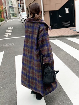 「アイテム（ステンカラーコート、ブラウン系）」を使った、kuririnさん（レディース・159cm）の冬コーディネート