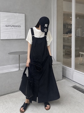 「CORNERS（コーナーズ）のフリフリフレンチTシャツ（Tシャツ/カットソー、ホワイト系）」を使った、kuririnさん（レディース・159cm）の夏コーディネート