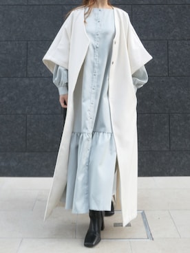 「ペールトーン」｜「アイテム（ノーカラーコート）」を使った、kuririnさん（レディース・159cm）の冬コーディネート