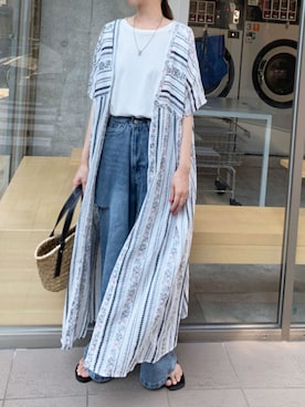 「CORNERS by KR（コーナーズバイケーアール）のCORNERS by KR　バスケットかごバッグ（かごバッグ）」を使った、kuririnさん（レディース・159cm）の夏コーディネート