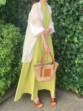 「CORNERS by KR（コーナーズバイケーアール）のCORNERS by KR　バスケットかごバッグ（かごバッグ）」を使った、kuririnさん（レディース・159cm）の夏コーディネート