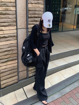 「CORNERS（コーナーズ）のカーブパンツ（スラックス）」を使った、kuririnさん（レディース・159cm）の夏コーディネート