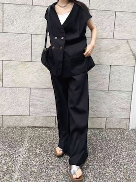 「CORNERS（コーナーズ）のアイテム（ショルダーバッグ）」を使った、kuririnさん（レディース・159cm）の夏コーディネート