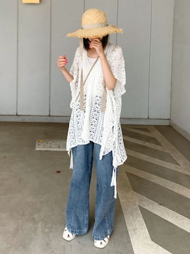 「CORNERS（コーナーズ）のアイテム（タンクトップ）」を使った、kuririnさん（レディース・159cm）の夏コーディネート