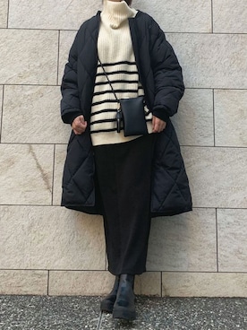 「CORNERS（コーナーズ）のアイテム（ダウンジャケット/コート）」を使った、kuririnさん（レディース・159cm）の冬コーディネート